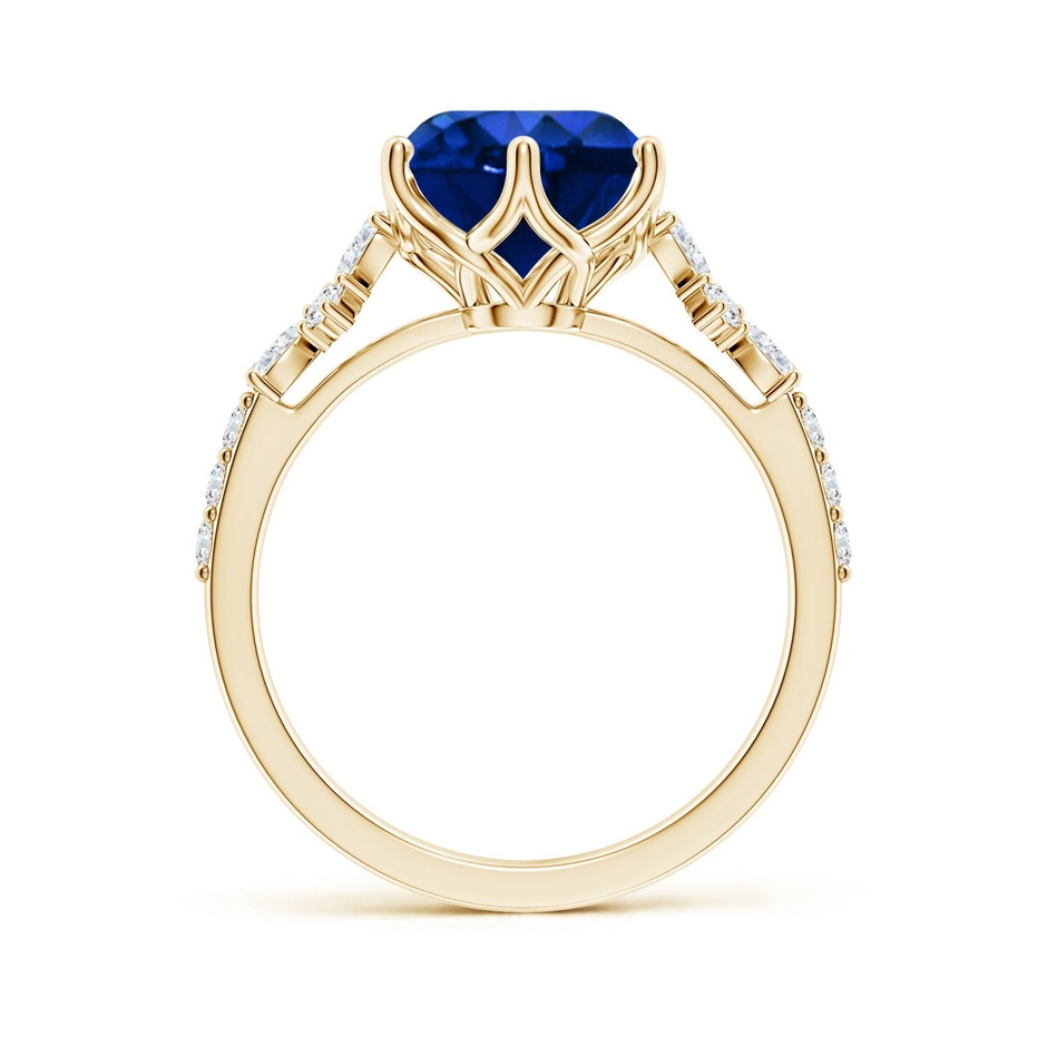 9mm Labgrown Lab-Grown Round Blue Sapphire Side Stone Engagement Ring with Accents in Yellow Gold side 199