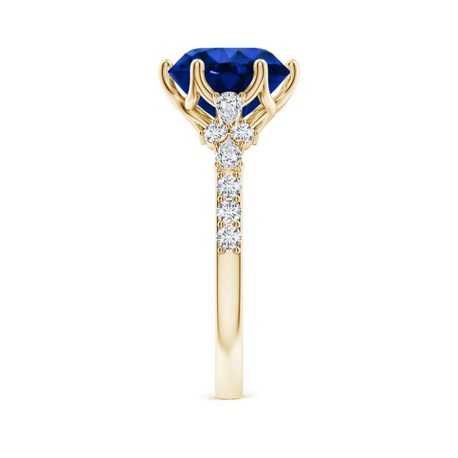 9mm Labgrown Lab-Grown Round Blue Sapphire Side Stone Engagement Ring with Accents in Yellow Gold side 299