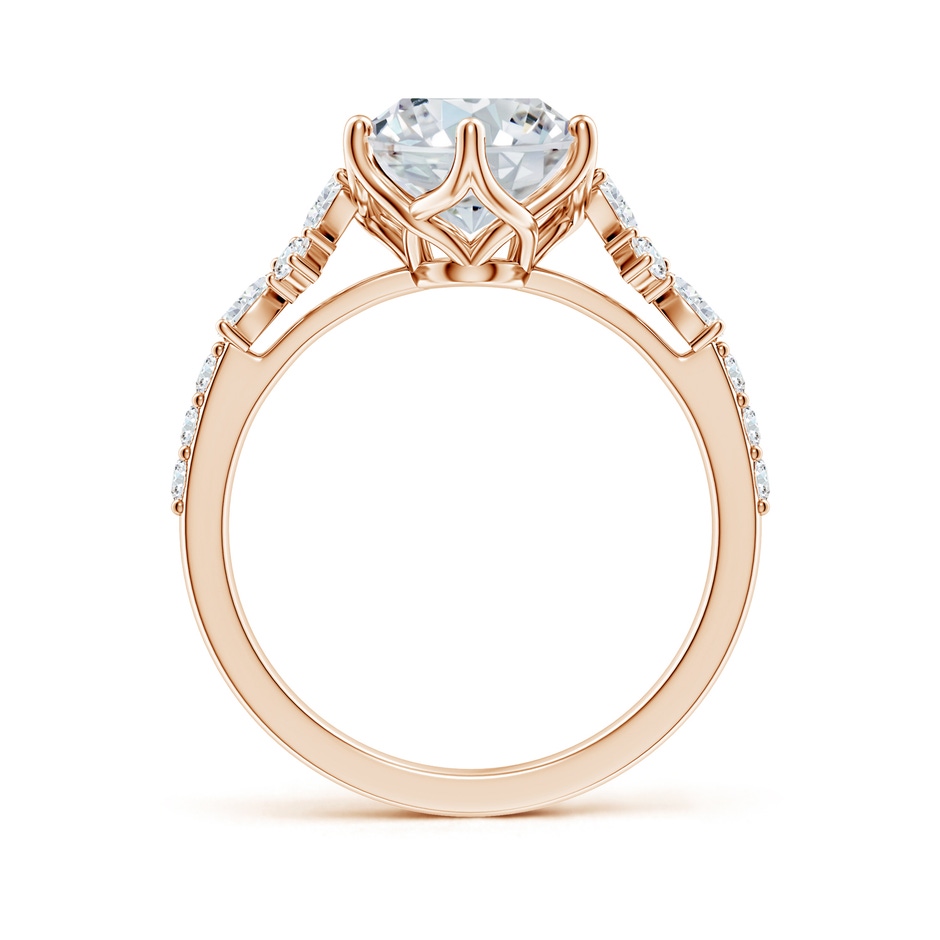 10x8mm FGVS Lab-Grown Oval Diamond Side Stone Engagement Ring with Accents in 18K Rose Gold side 199
