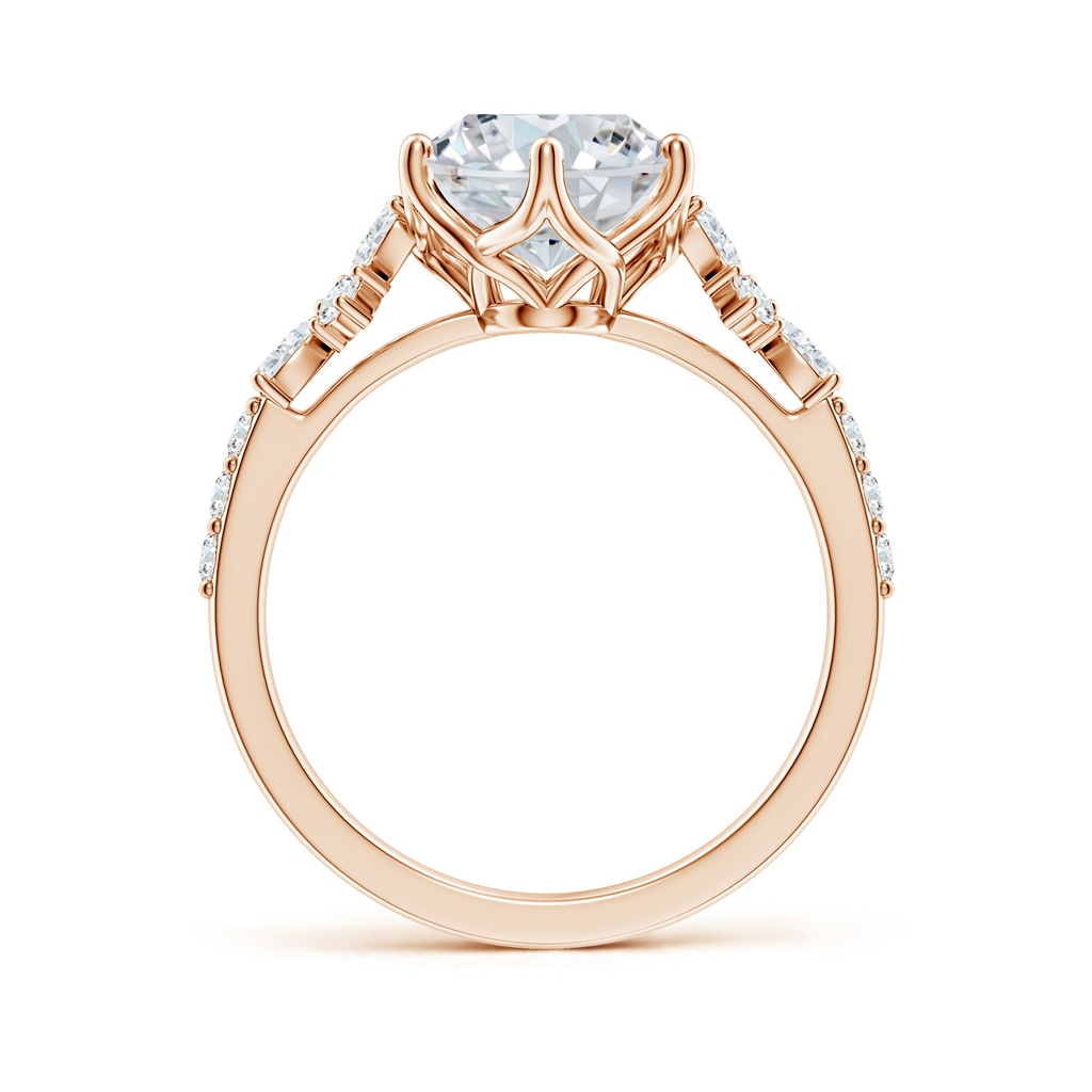 10x8mm FGVS Lab-Grown Oval Diamond Side Stone Engagement Ring with Accents in Rose Gold - side 199