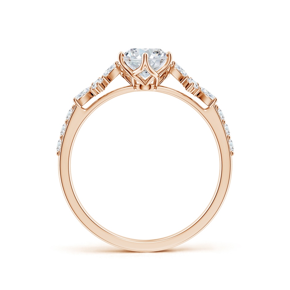 7x5mm FGVS Lab-Grown Oval Diamond Side Stone Engagement Ring with Accents in 9K Rose Gold side 199
