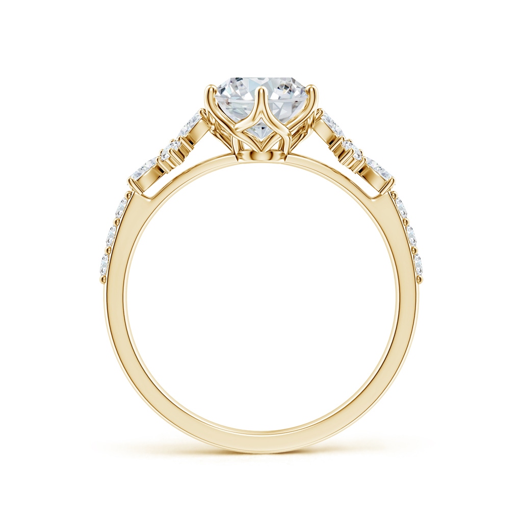 8x6mm FGVS Lab-Grown Oval Diamond Side Stone Engagement Ring with Accents in Yellow Gold - side 199