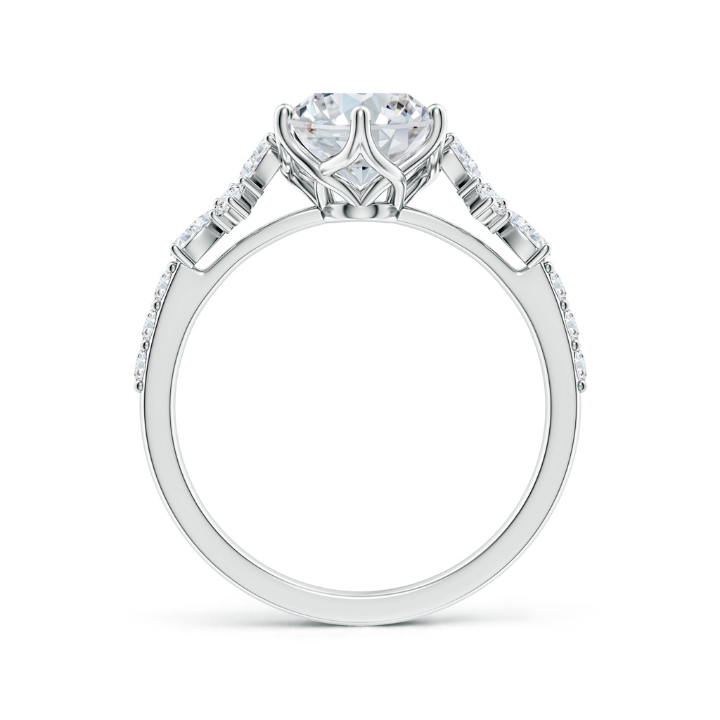 9x7mm FGVS Lab-Grown Oval Diamond Side Stone Engagement Ring with Accents in White Gold - side 199