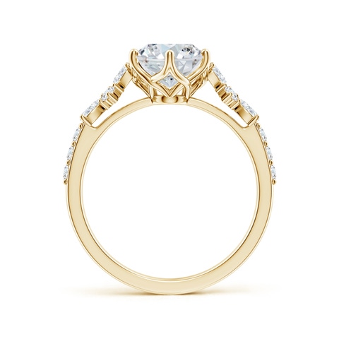 9x7mm FGVS Lab-Grown Oval Diamond Side Stone Engagement Ring with Accents in Yellow Gold
