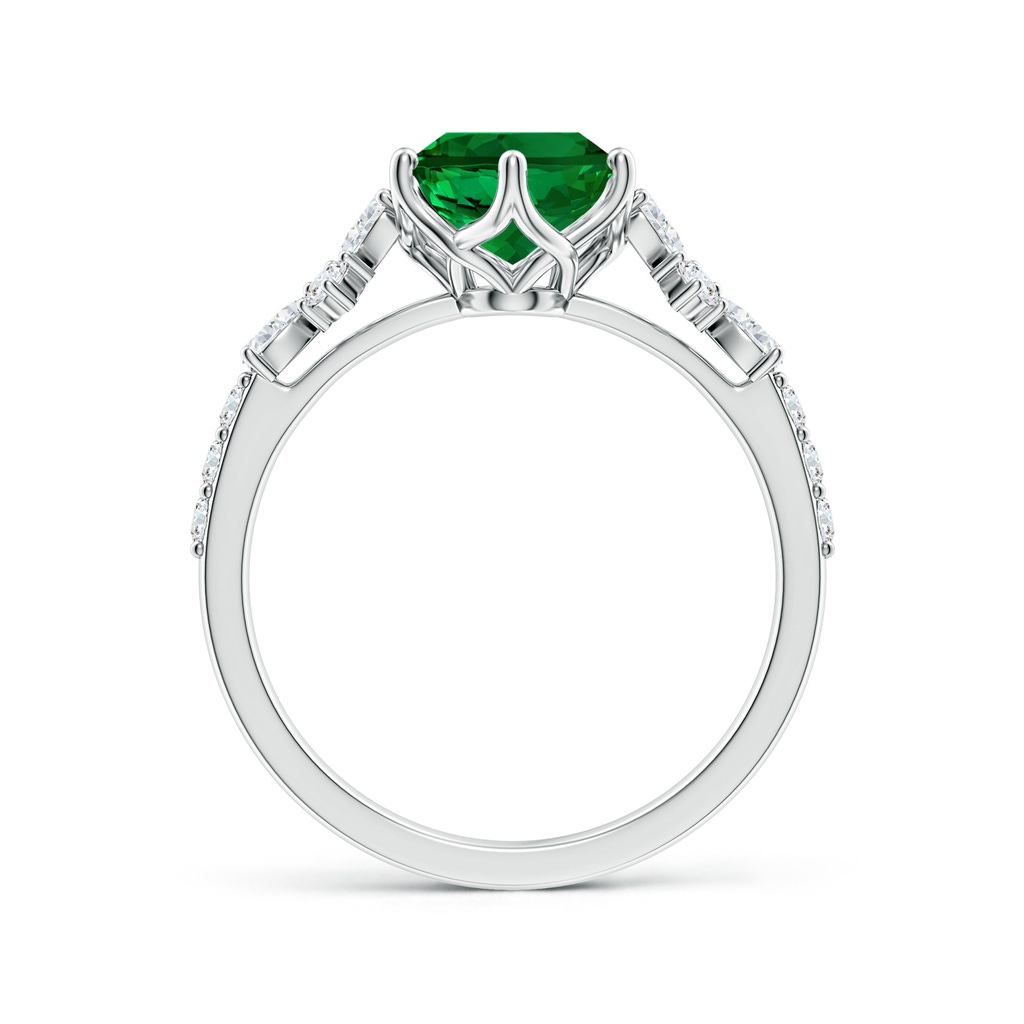 9x7mm Labgrown Lab-Grown Oval Emerald Side Stone Engagement Ring with Accents in White Gold Side 199