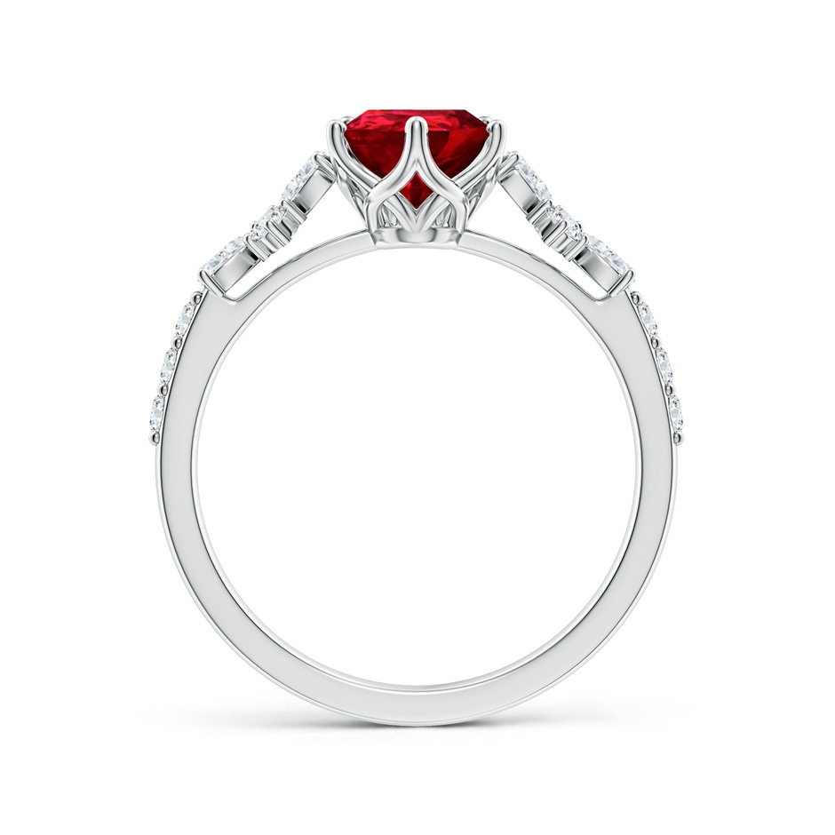 9x7mm Labgrown Lab-Grown Pear-Shaped Ruby Side Stone Engagement Ring with Accents in White Gold side 199