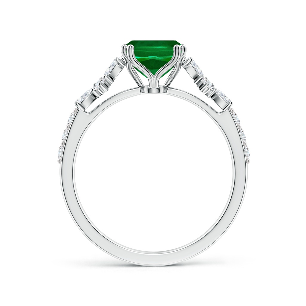 9x7mm Labgrown Lab-Grown Emerald-Cut Emerald Side Stone Engagement Ring with Accents in White Gold Side 199