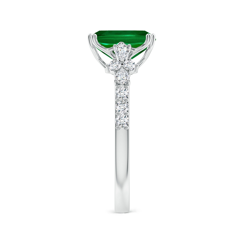 9x7mm Labgrown Lab-Grown Emerald-Cut Emerald Side Stone Engagement Ring with Accents in White Gold Side 299