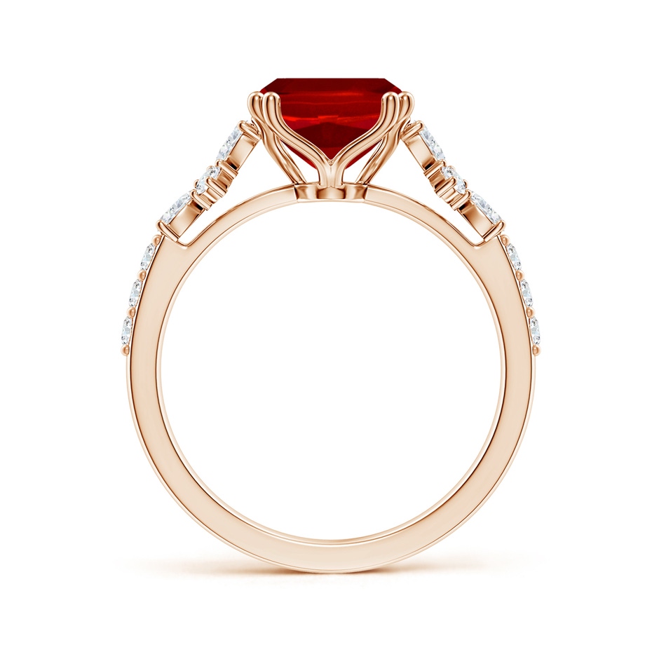 10x8mm Labgrown Lab-Grown Cushion Rectangular Ruby Side Stone Engagement Ring with Accents in 18K Rose Gold side 199