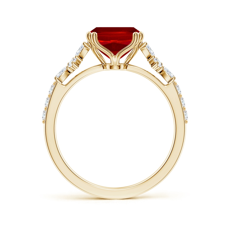 10x8mm Labgrown Lab-Grown Cushion Rectangular Ruby Side Stone Engagement Ring with Accents in 18K Yellow Gold side 199