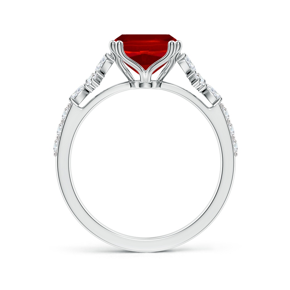 10x8mm Labgrown Lab-Grown Cushion Rectangular Ruby Side Stone Engagement Ring with Accents in White Gold side 199