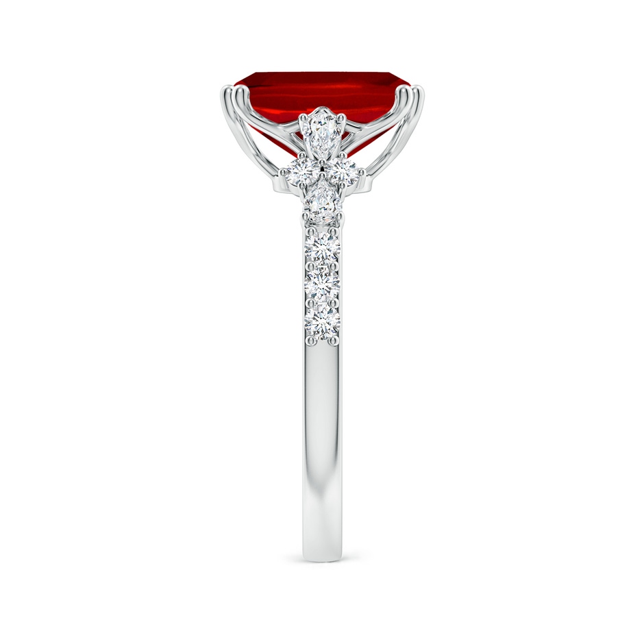 10x8mm Labgrown Lab-Grown Cushion Rectangular Ruby Side Stone Engagement Ring with Accents in White Gold side 299