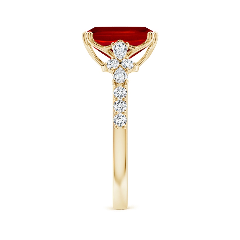 10x8mm Labgrown Lab-Grown Cushion Rectangular Ruby Side Stone Engagement Ring with Accents in Yellow Gold side 299