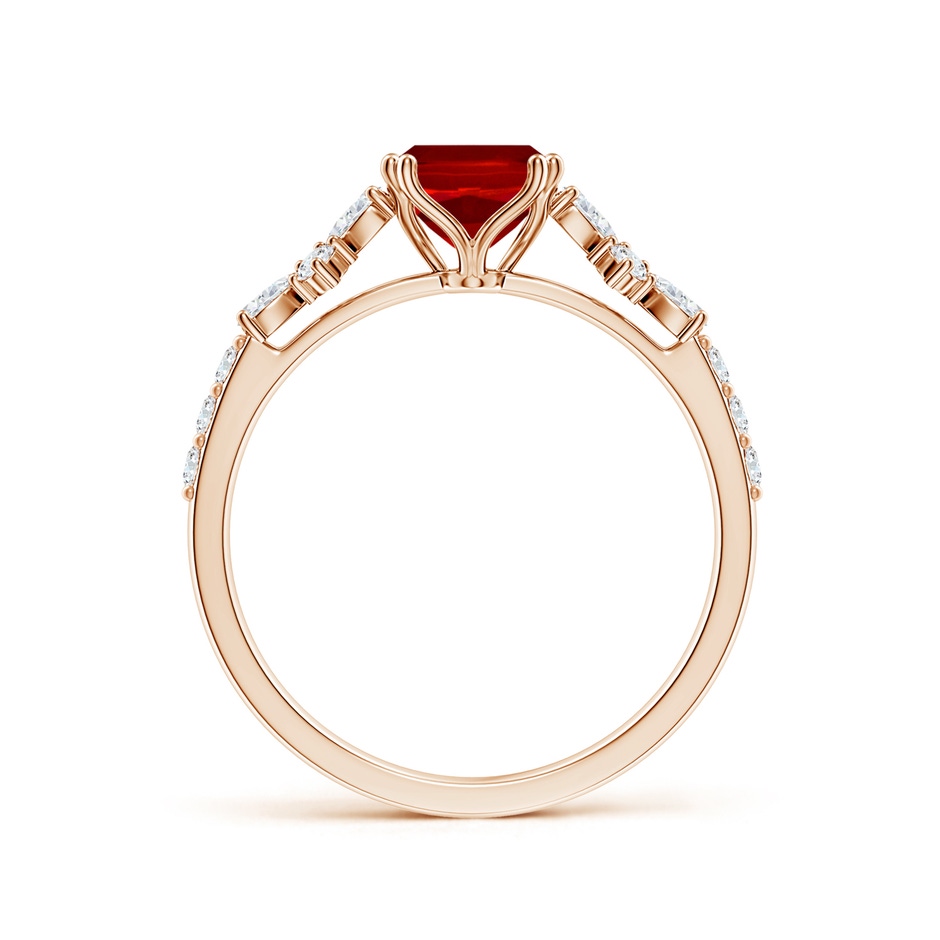 8x6mm Labgrown Lab-Grown Cushion Rectangular Ruby Side Stone Engagement Ring with Accents in Rose Gold side 199