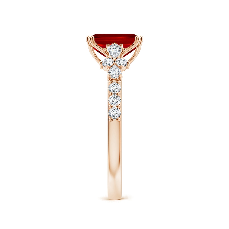 8x6mm Labgrown Lab-Grown Cushion Rectangular Ruby Side Stone Engagement Ring with Accents in Rose Gold side 299