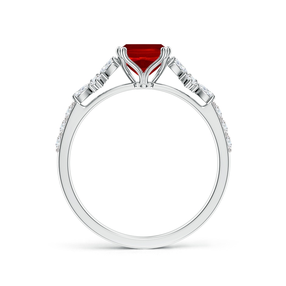 8x6mm Labgrown Lab-Grown Cushion Rectangular Ruby Side Stone Engagement Ring with Accents in White Gold side 199