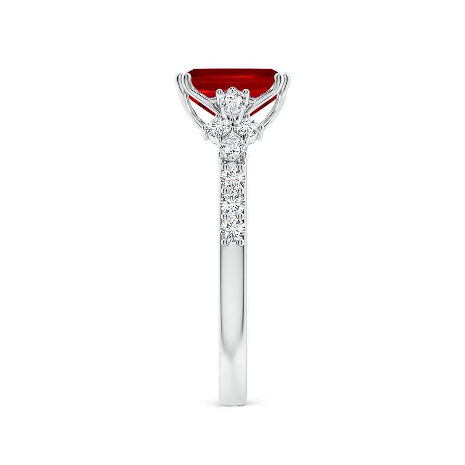 8x6mm Labgrown Lab-Grown Cushion Rectangular Ruby Side Stone Engagement Ring with Accents in White Gold side 299