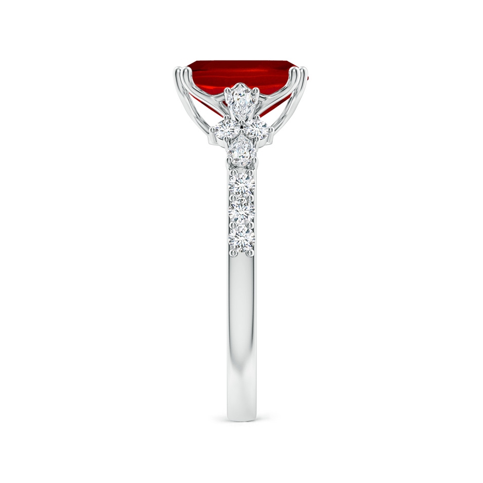 9x7mm Labgrown Lab-Grown Emerald-Cut Ruby Side Stone Engagement Ring with Accents in White Gold side 299