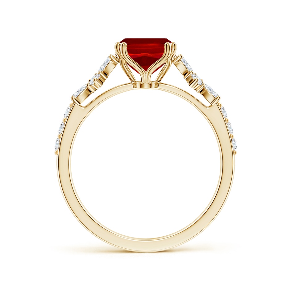 9x7mm Labgrown Lab-Grown Cushion Rectangular Ruby Side Stone Engagement Ring with Accents in Yellow Gold side 199