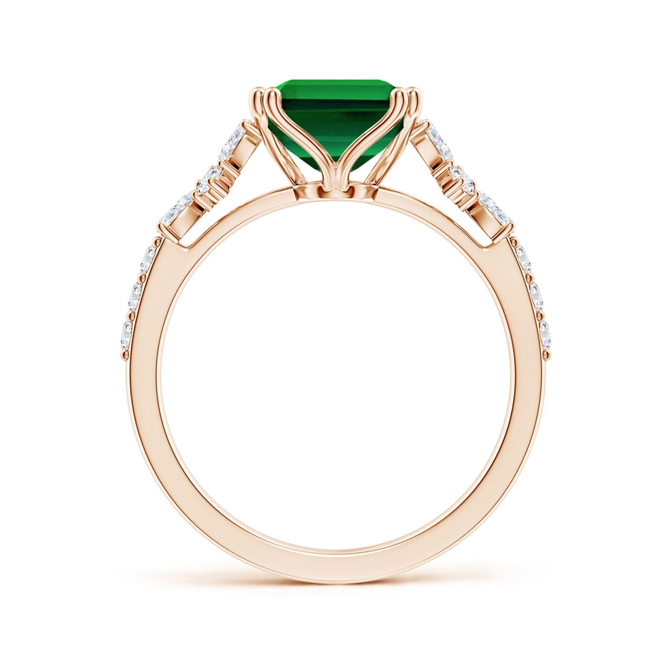 10x8mm Labgrown Lab-Grown Emerald-Cut Emerald Side Stone Engagement Ring with Accents in 18K Rose Gold side 199