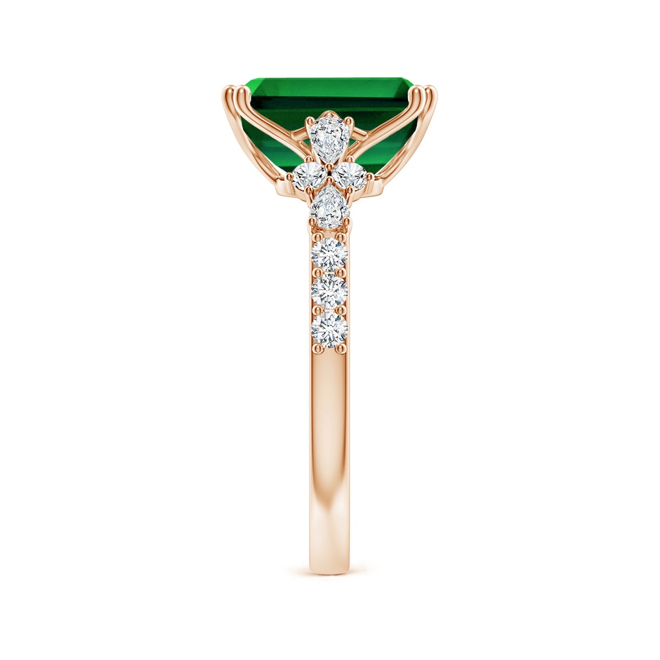 10x8mm Labgrown Lab-Grown Emerald-Cut Emerald Side Stone Engagement Ring with Accents in 18K Rose Gold side 299