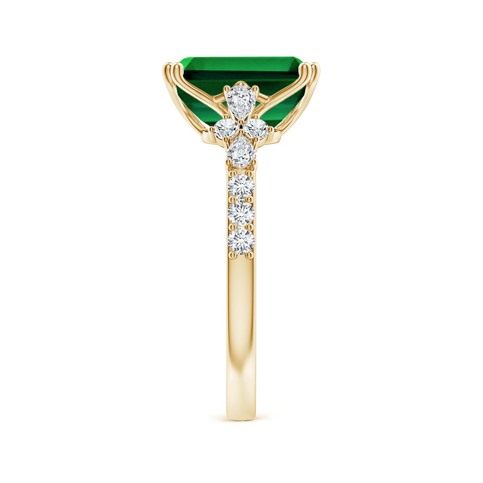 10x8mm Labgrown Lab-Grown Emerald-Cut Emerald Side Stone Engagement Ring with Accents in 18K Yellow Gold side 299
