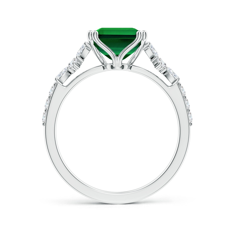 10x8mm Labgrown Lab-Grown Emerald-Cut Emerald Side Stone Engagement Ring with Accents in White Gold side 199