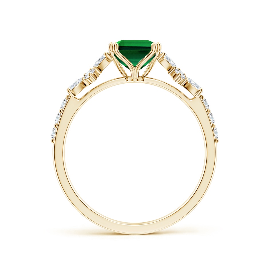 8x6mm Labgrown Lab-Grown Cushion Rectangular Emerald Side Stone Engagement Ring with Accents in Yellow Gold side 199