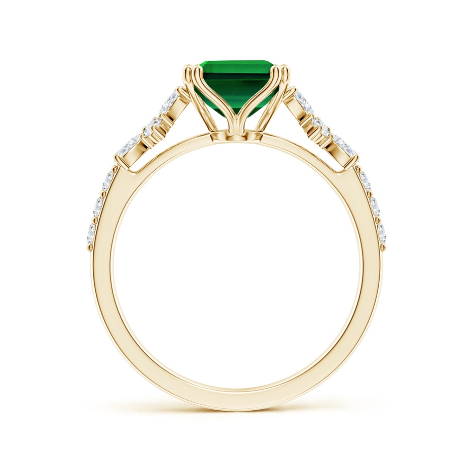 9x7mm Labgrown Lab-Grown Emerald-Cut Emerald Side Stone Engagement Ring with Accents in 18K Yellow Gold side 199