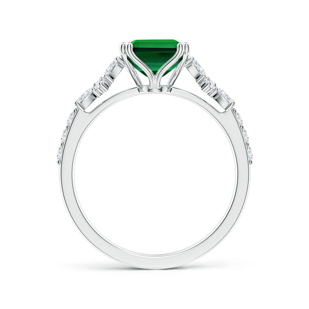 9x7mm Labgrown Lab-Grown Cushion Rectangular Emerald Side Stone Engagement Ring with Accents in White Gold Side 199
