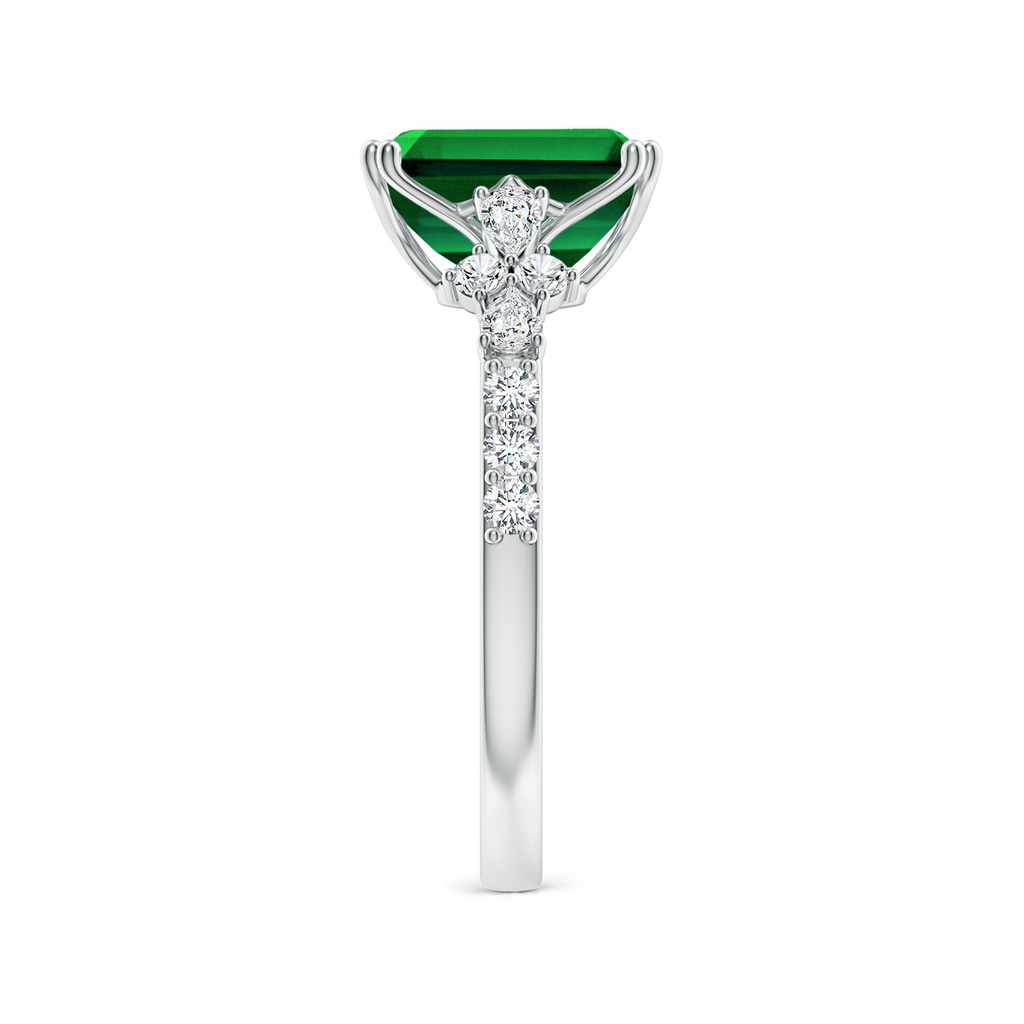 9x7mm Labgrown Lab-Grown Cushion Rectangular Emerald Side Stone Engagement Ring with Accents in White Gold Side 299