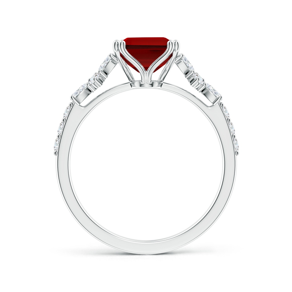 9x7mm Labgrown Lab-Grown Cushion Rectangular Ruby Side Stone Engagement Ring with Accents in White Gold Side 199