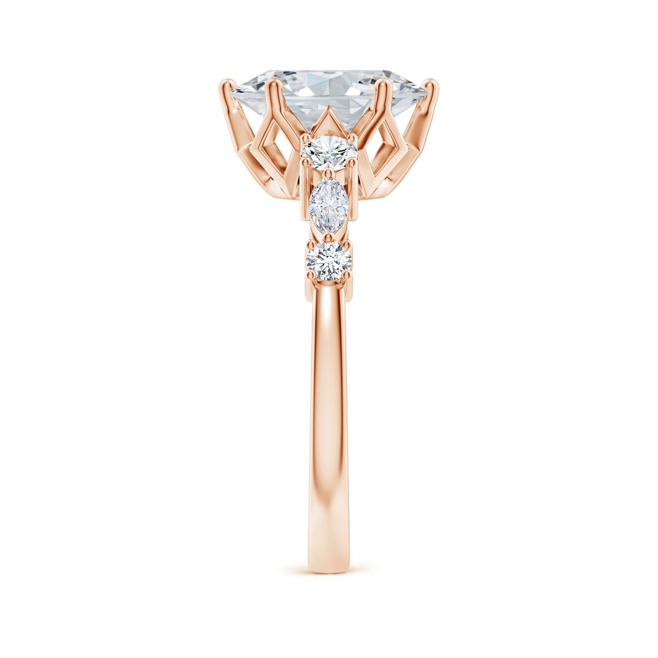 10x8mm FGVS Lab-Grown Classic Oval Diamond Side Stone Engagement Ring in Rose Gold side 299
