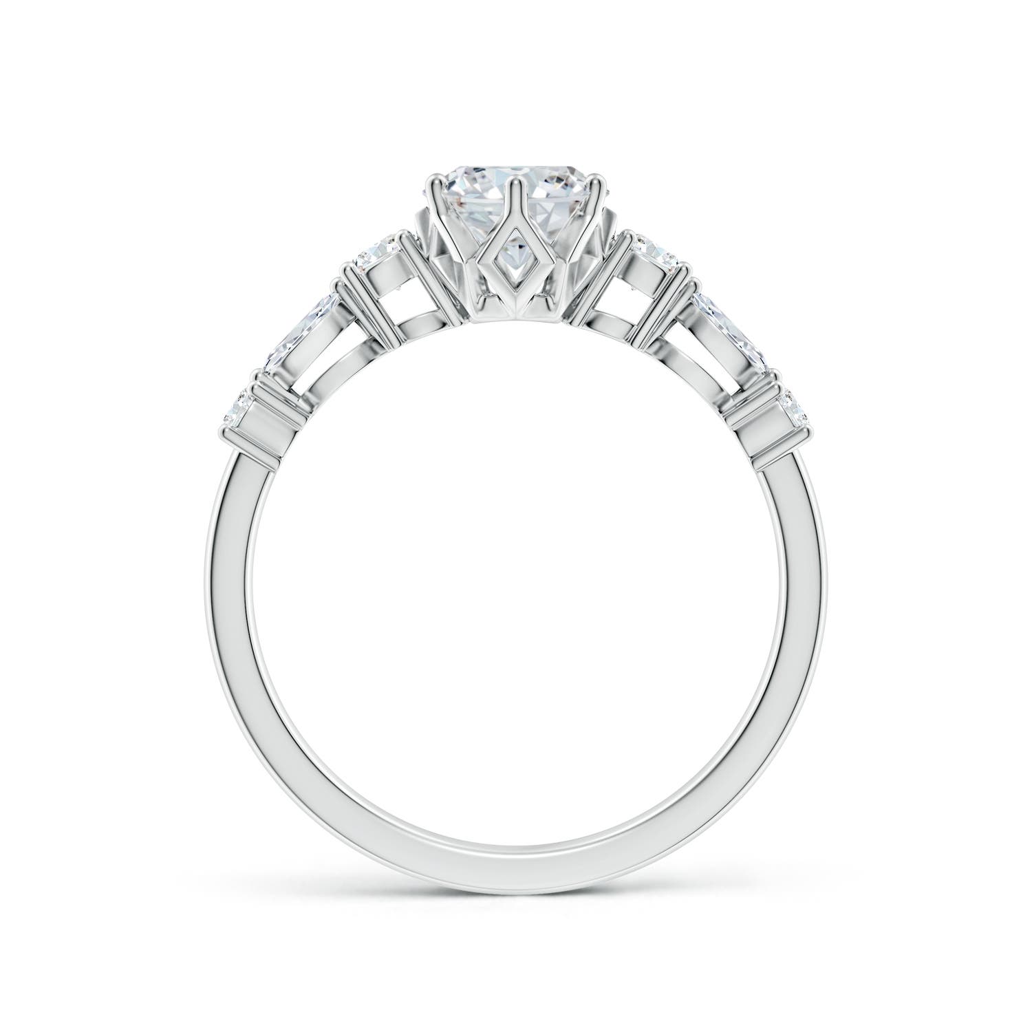 8x6mm FGVS Lab-Grown Classic Oval Diamond Side Stone Engagement Ring in P950 Platinum