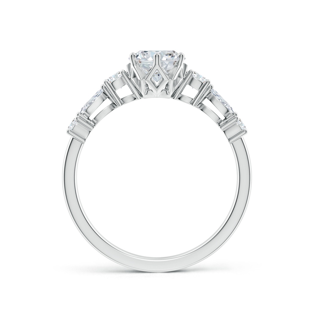 8x6mm FGVS Lab-Grown Classic Oval Diamond Side Stone Engagement Ring in White Gold - side 199