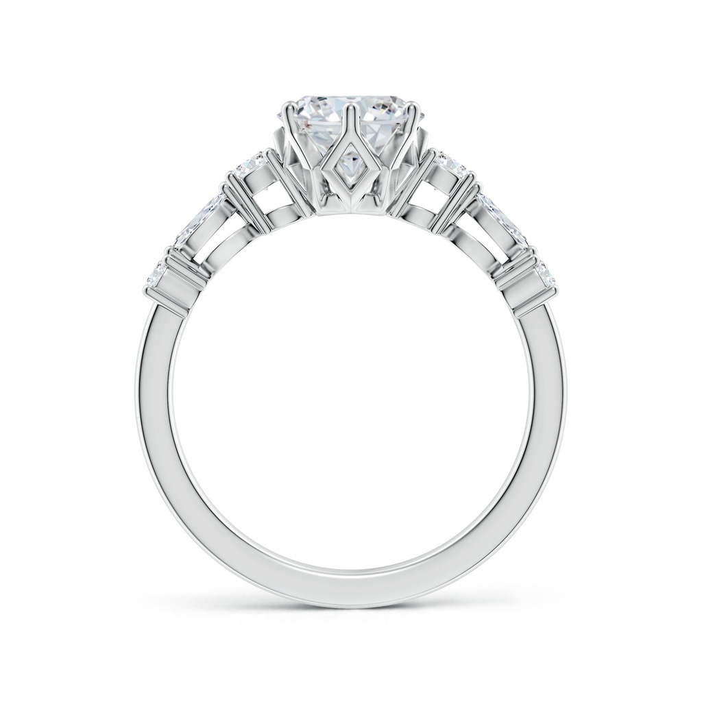 9x7mm FGVS Lab-Grown Classic Oval Diamond Side Stone Engagement Ring in White Gold - side 199