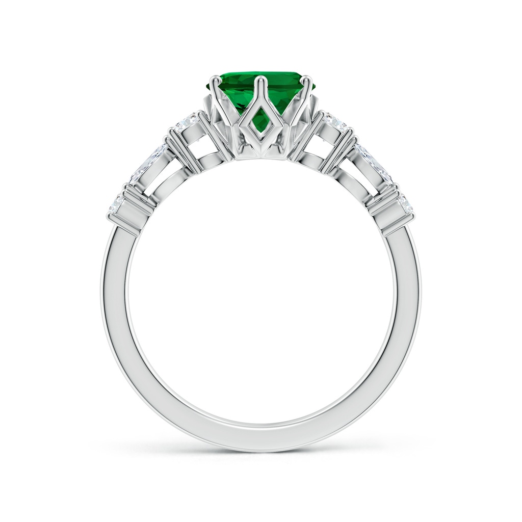 9x7mm Labgrown Lab-Grown Classic Oval Emerald Side Stone Engagement Ring in White Gold Side 199