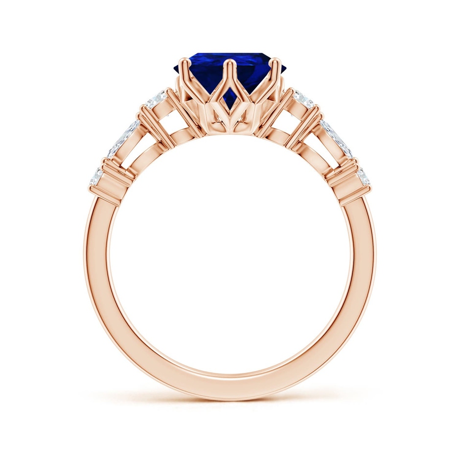10x8mm Labgrown Lab-Grown Classic Pear Blue Sapphire Side Stone Engagement Ring in 18K Rose Gold side 199