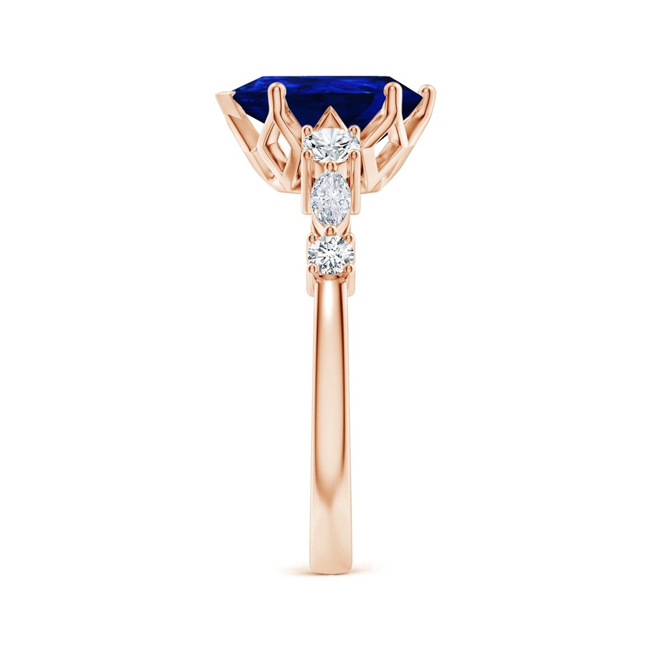 10x8mm Labgrown Lab-Grown Classic Pear Blue Sapphire Side Stone Engagement Ring in 18K Rose Gold side 299