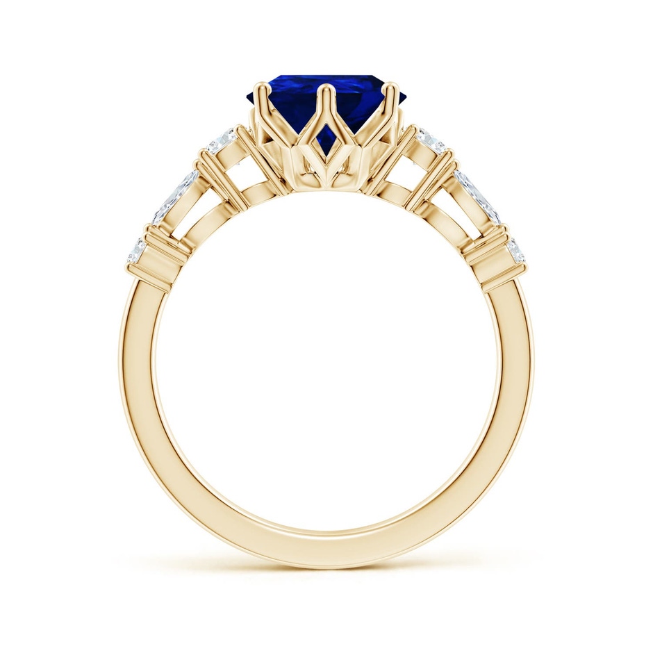 10x8mm Labgrown Lab-Grown Classic Pear Blue Sapphire Side Stone Engagement Ring in 18K Yellow Gold side 199