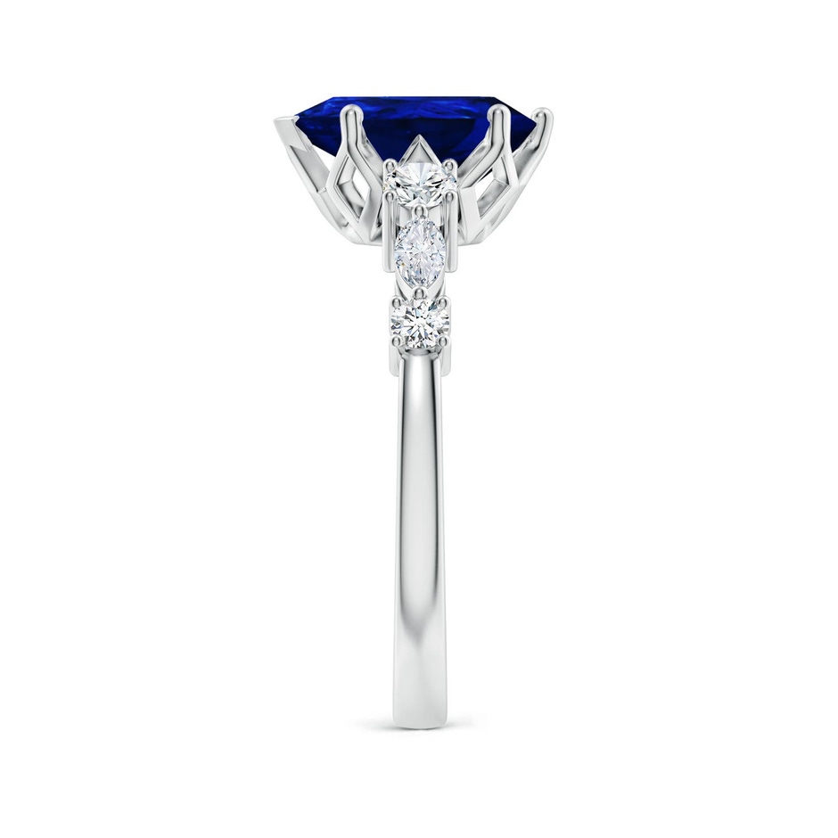 10x8mm Labgrown Lab-Grown Classic Pear Blue Sapphire Side Stone Engagement Ring in P950 Platinum side 299