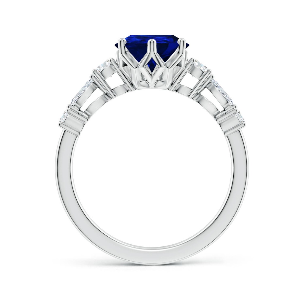 10x8mm Labgrown Lab-Grown Classic Pear Blue Sapphire Side Stone Engagement Ring in White Gold - side 199