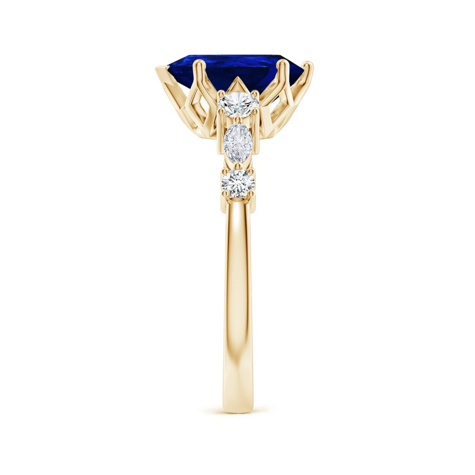 10x8mm Labgrown Lab-Grown Classic Pear Blue Sapphire Side Stone Engagement Ring in Yellow Gold side 299
