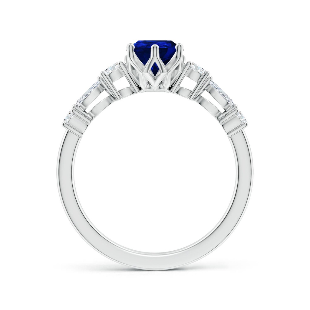 9x7mm Labgrown Lab-Grown Classic Pear Blue Sapphire Side Stone Engagement Ring in White Gold - side 199