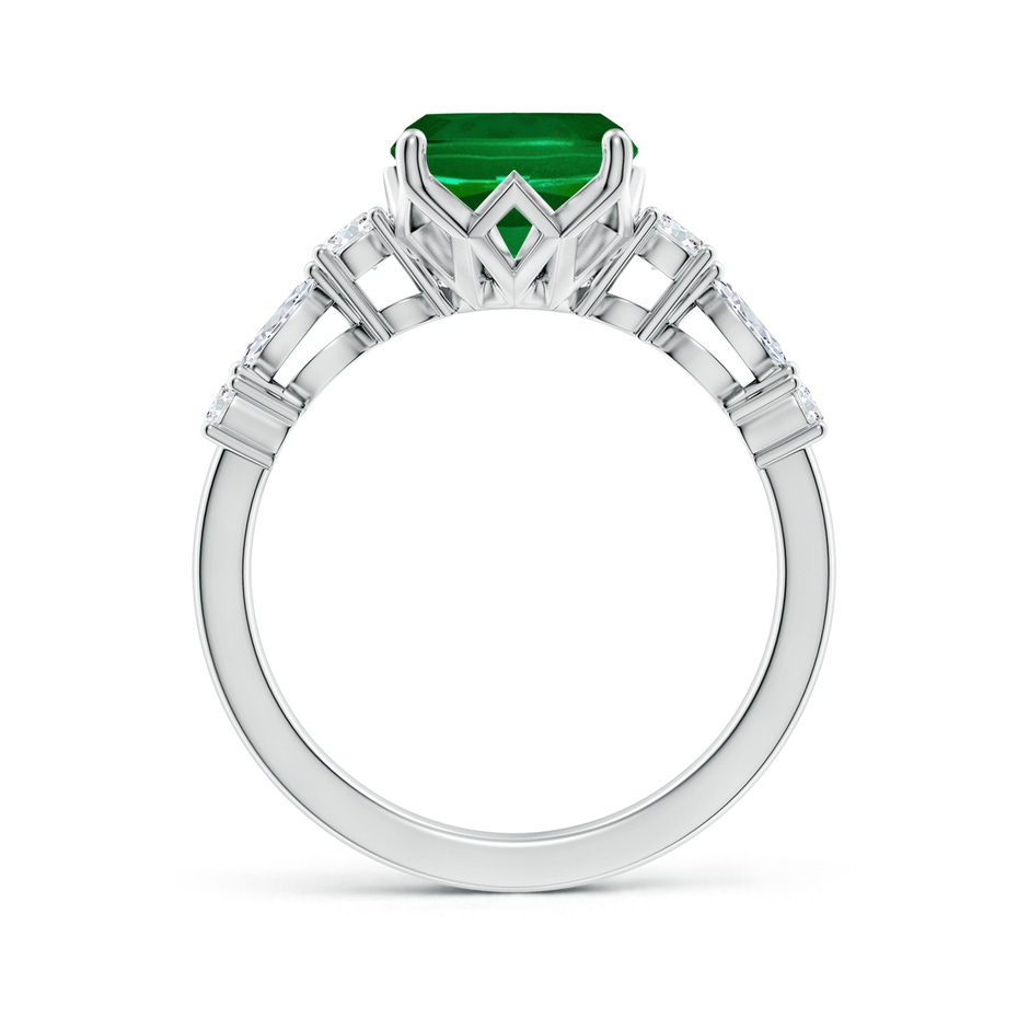 10x8mm Labgrown Lab-Grown Classic Cushion Rectangular Emerald Side Stone Engagement Ring in 18K White Gold side 199
