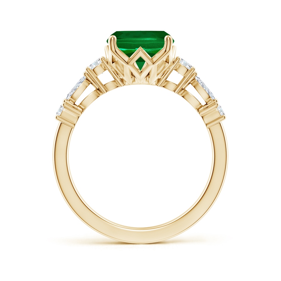 10x8mm Labgrown Lab-Grown Classic Cushion Rectangular Emerald Side Stone Engagement Ring in 18K Yellow Gold side 199