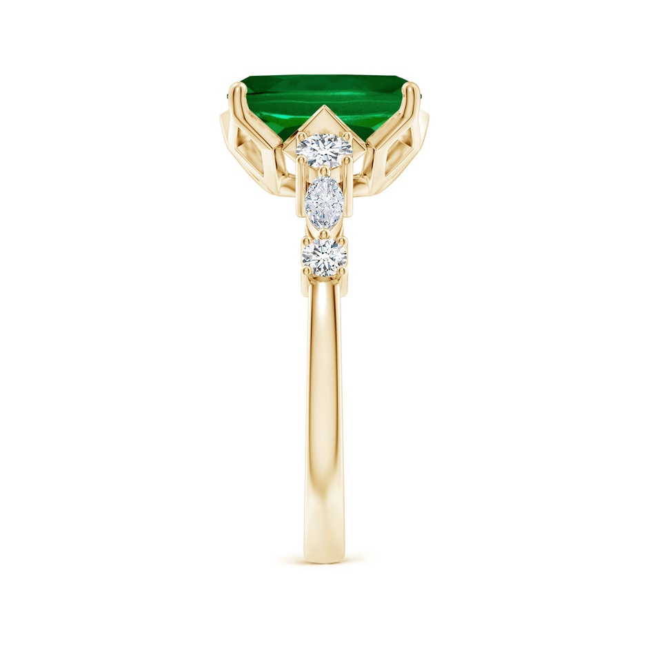 10x8mm Labgrown Lab-Grown Classic Cushion Rectangular Emerald Side Stone Engagement Ring in 18K Yellow Gold side 299