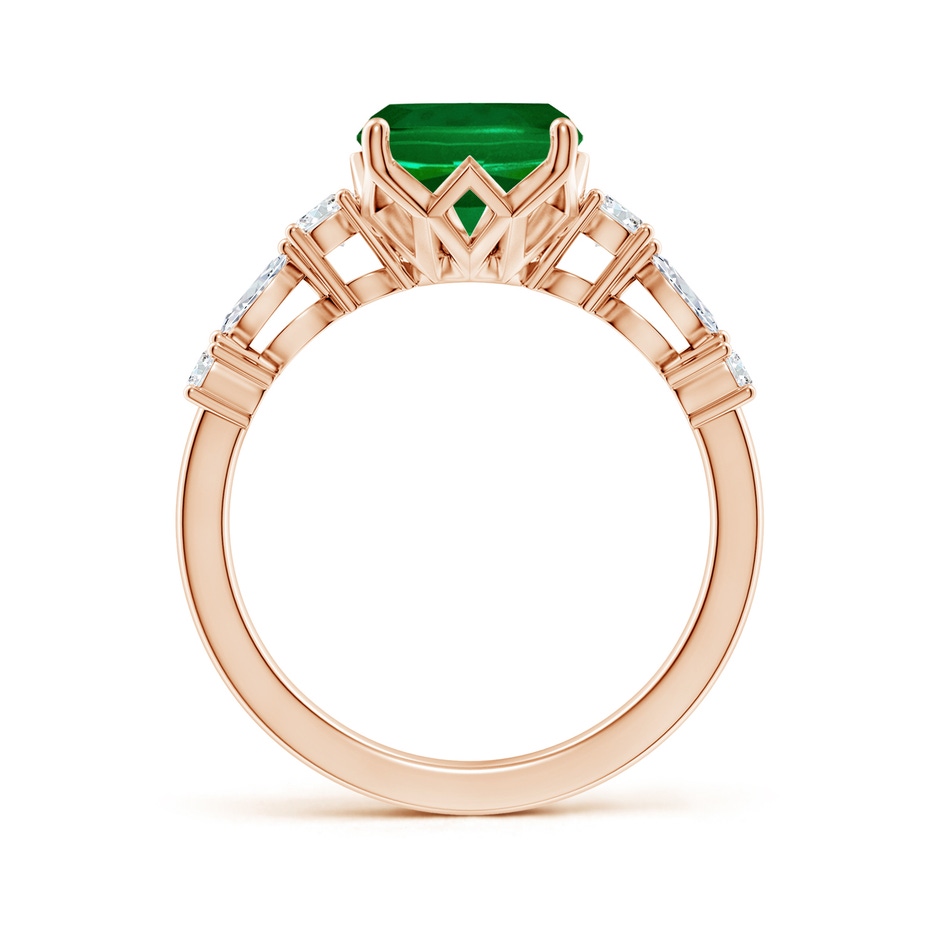 10x8mm Labgrown Lab-Grown Classic Cushion Rectangular Emerald Side Stone Engagement Ring in Rose Gold side 199