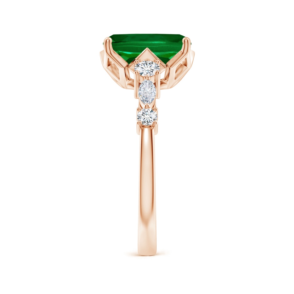10x8mm Labgrown Lab-Grown Classic Cushion Rectangular Emerald Side Stone Engagement Ring in Rose Gold side 299