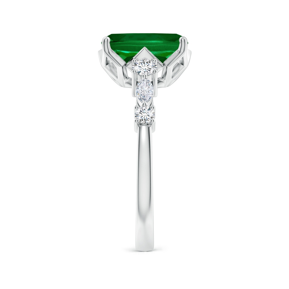 10x8mm Labgrown Lab-Grown Classic Cushion Rectangular Emerald Side Stone Engagement Ring in White Gold side 299